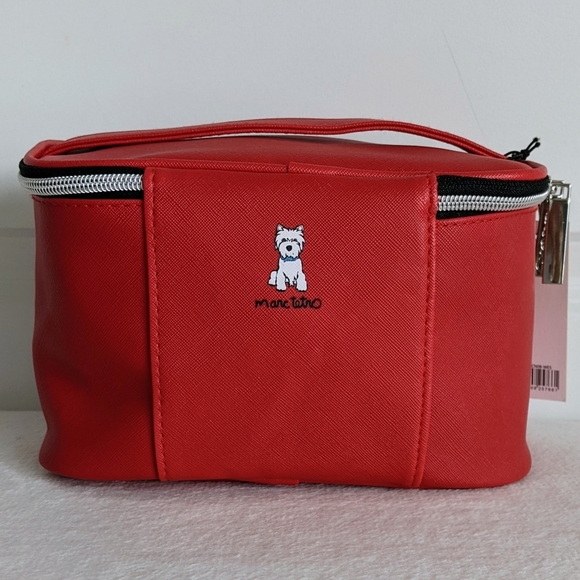 marc tetro Westie Cosmetic Case Bag Extra Large PVC Saffiano Red NWT - Picture 6 of 13